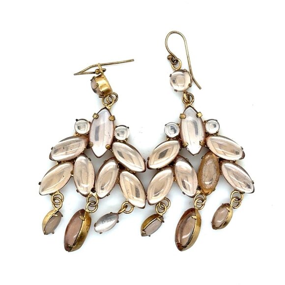 Brown Multistones Chandelier Earrings - Picture 1 of 6